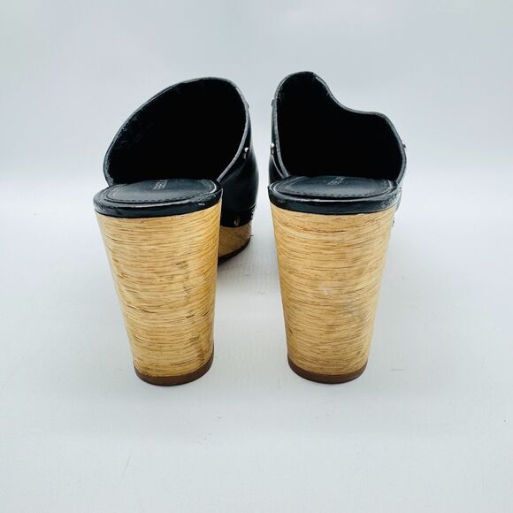 Rebecca Minkoff Shoes Womens 8.5 Black Leather Mules Studded Block Stacked Heel - Picture 6 of 13